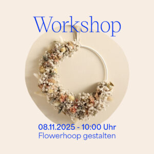 Teilnehmer:innen binden bunte Blumenkränze im Anfänger:innen-Workshop von we love handmade im Studio K in Wien im November 2025.