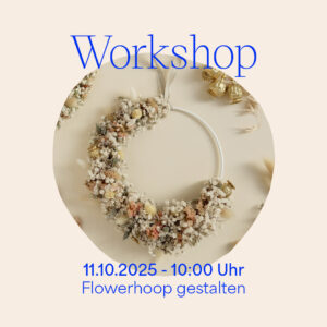 Teilnehmer:innen binden bunte Blumenkränze im Anfänger:innen-Workshop von we love handmade im Studio K in Wien. | we love handmade
