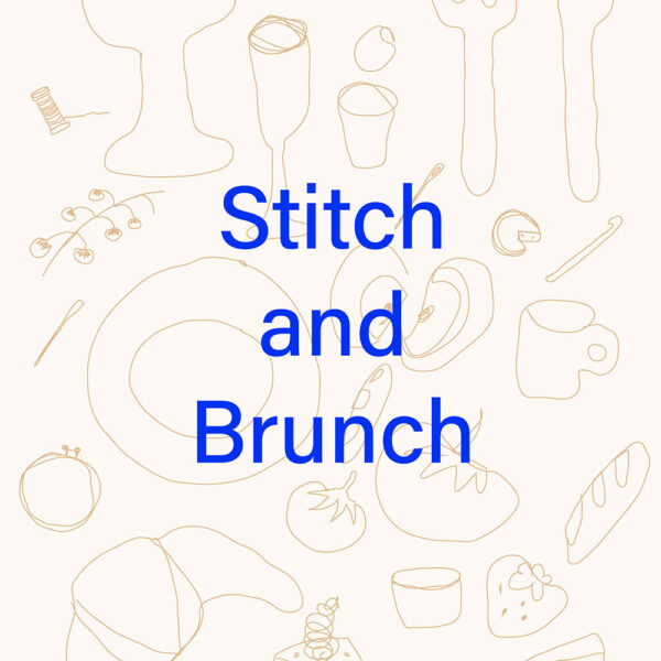 Grafik-Ankündigung für das DIY-Event Stitch and Brunch am 18. Oktober 2025 in Wien, ein Craft Social Club Event in Kooperation von StitchSipKnit und we love handmade.